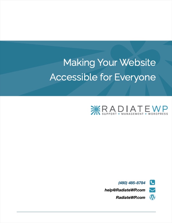 Coversheet of the free website accessibility guide. Title is Making Your Website Accessible for Everyone.