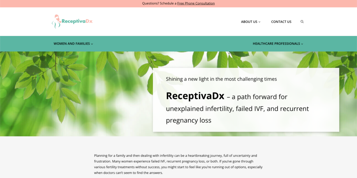 Screenshot of the website after redesign.